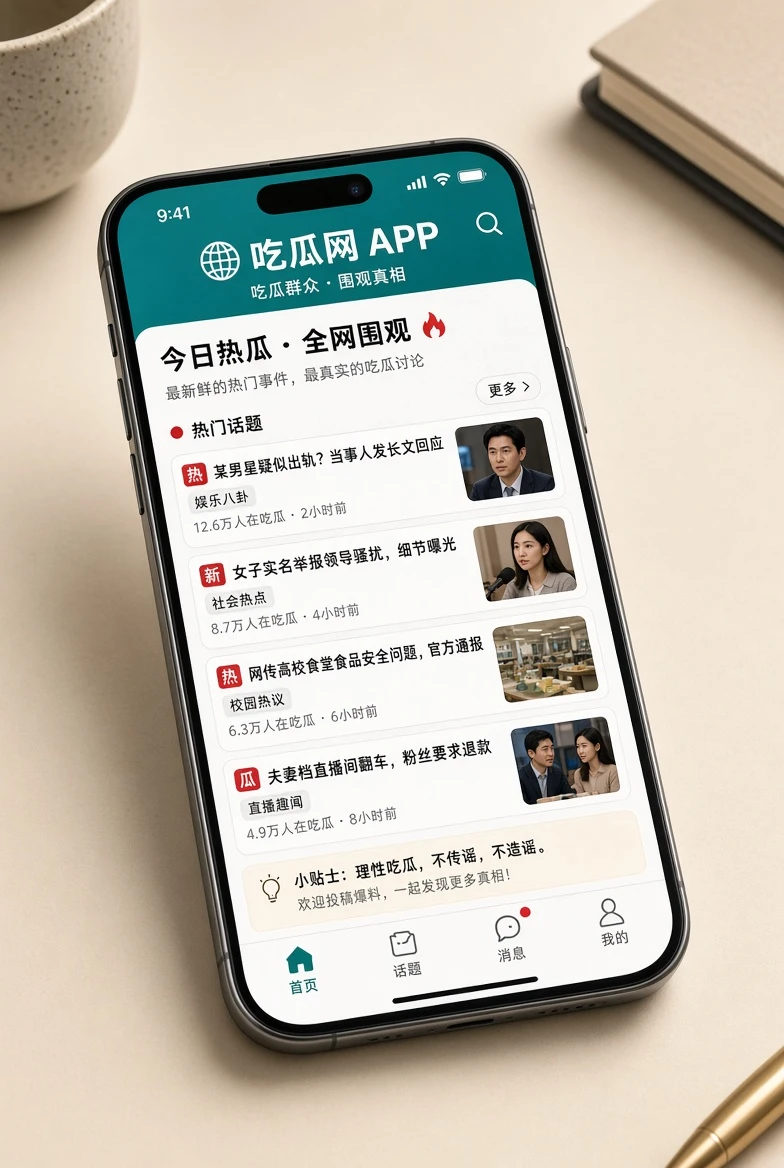 吃瓜网手机应用阅读概念画面
